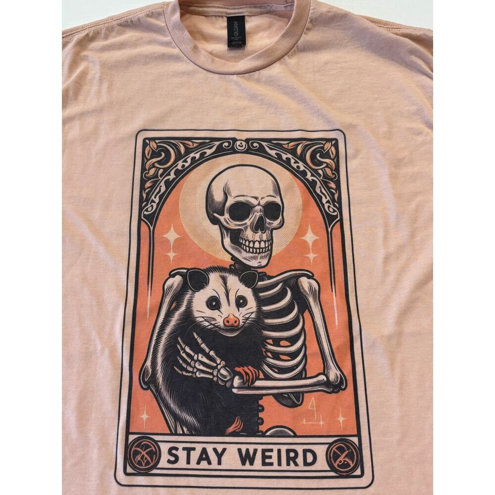 Stay Weird Tarot Card Graphic Tee - Peach Unisex Tshirt